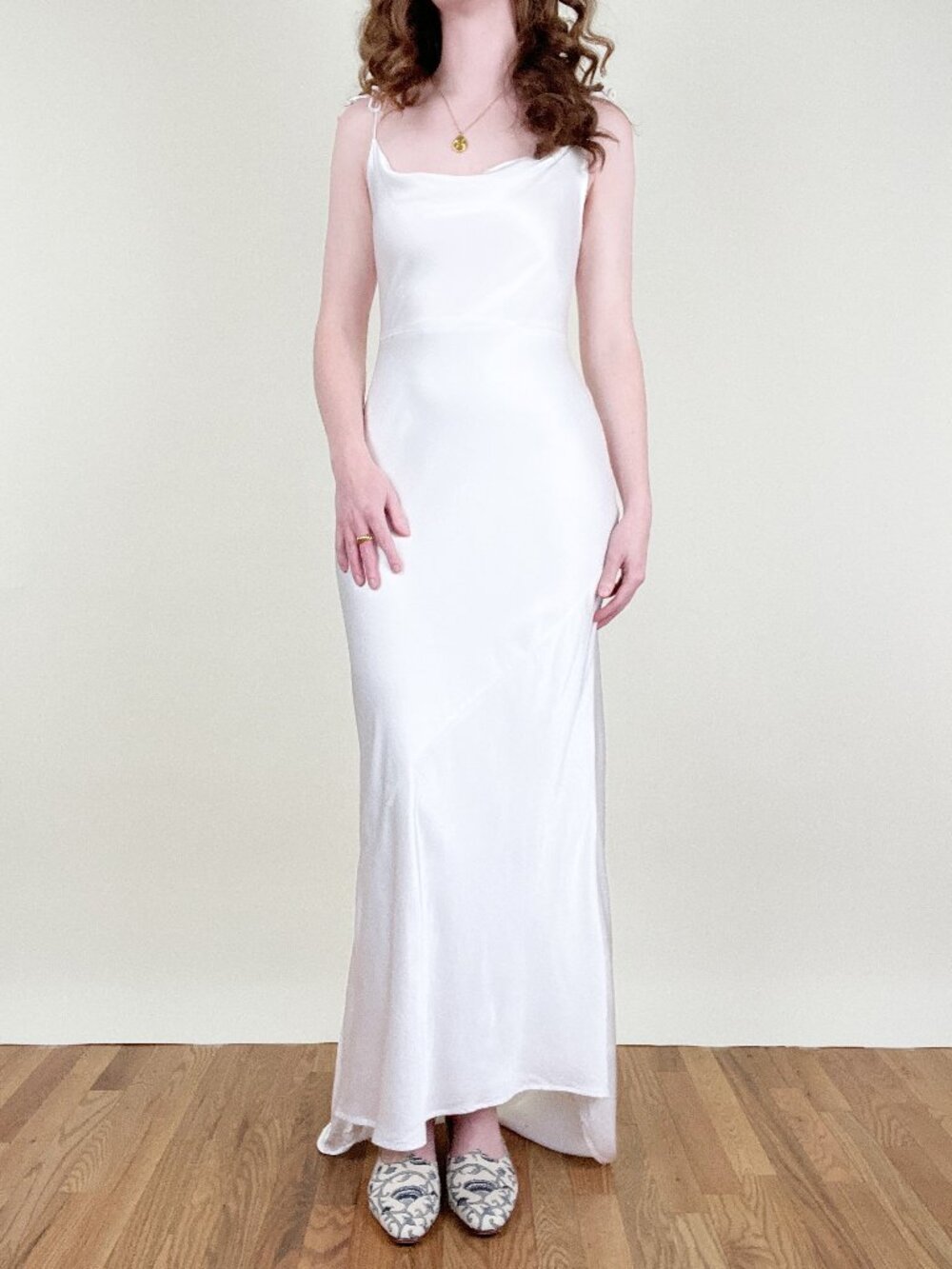 Vintage Slip Wedding Dress Gown Low Back Sleeveless Thin Straps Bias Cut 1990's - Picture 10 of 10